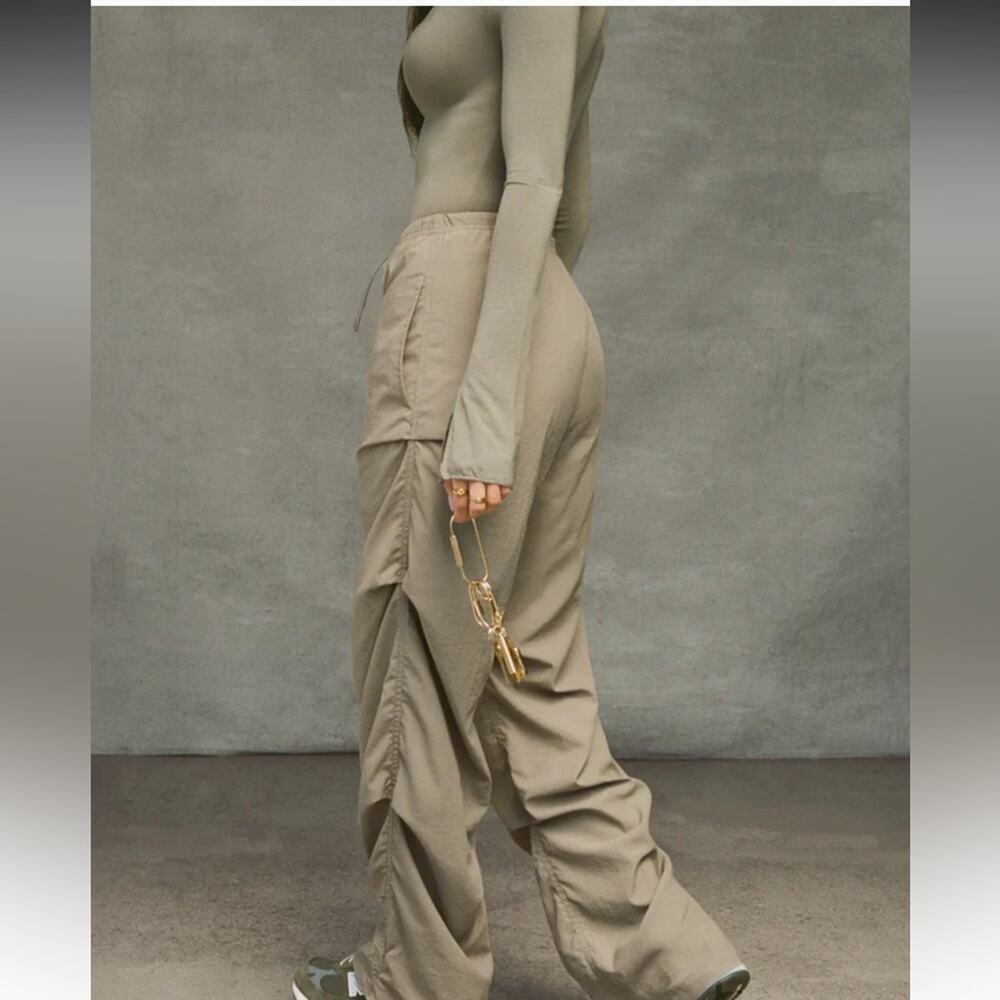JOAH BROWN RUCHED TRACK PANT DESERT SAND KHAKI XS
